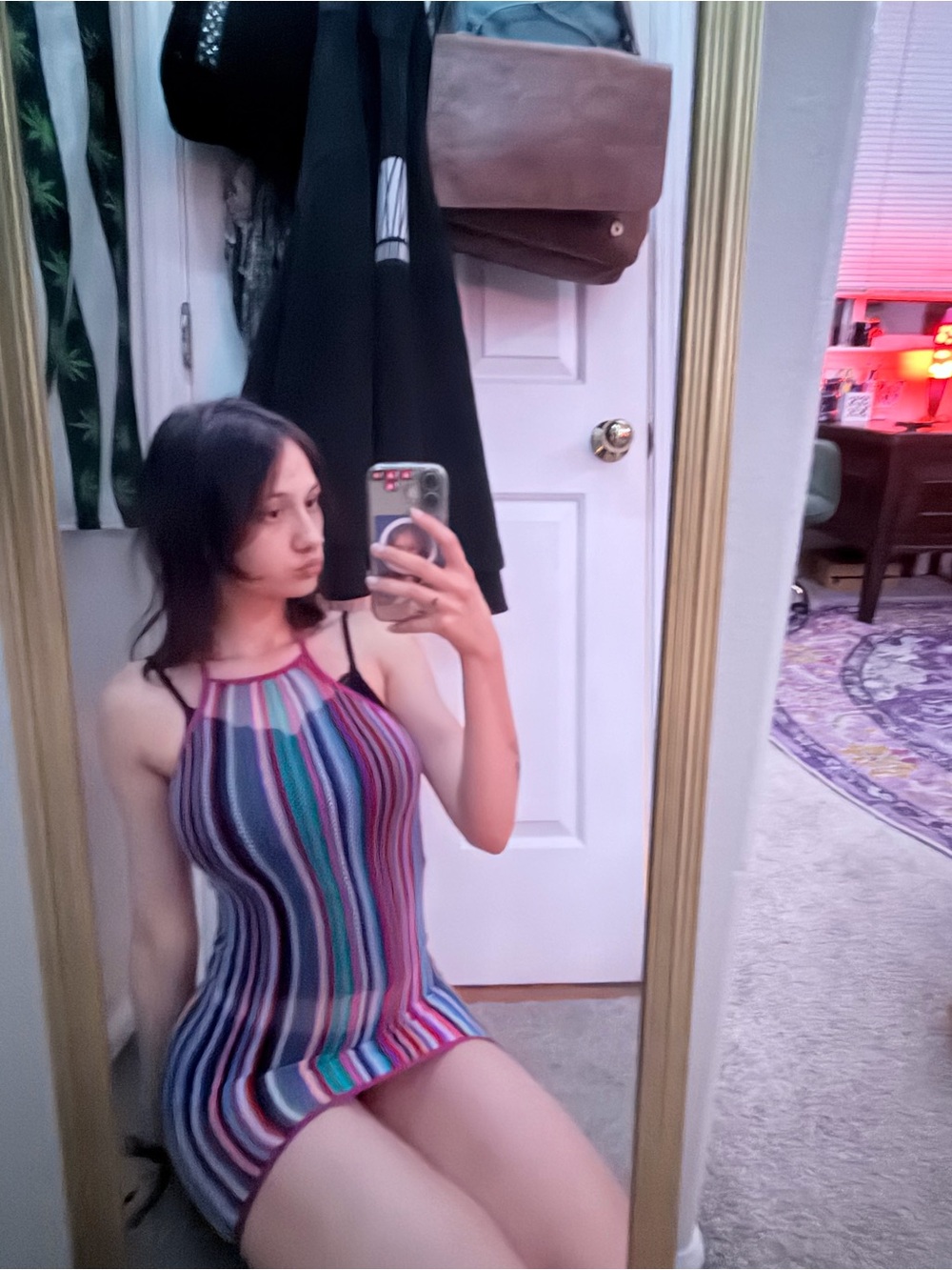 Striped Multicolor Halter Knit Dress - Unbranded